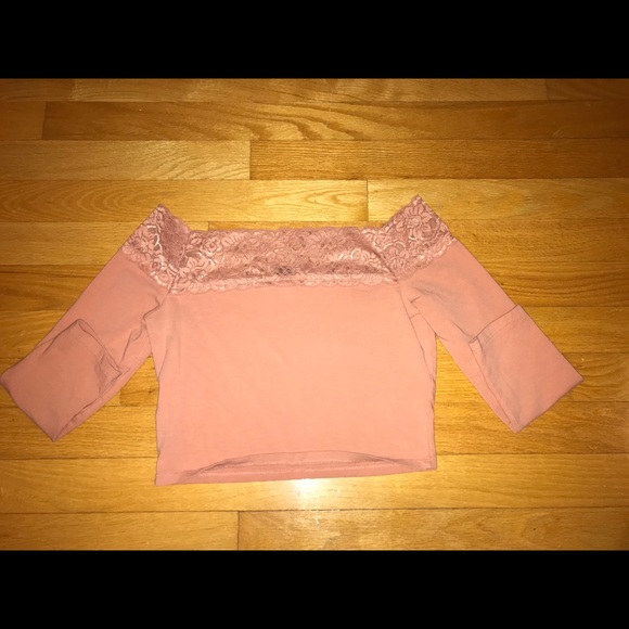 Forever 21 off the shoulder crop top with lace - Picture 2 of 3